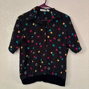 🔥5 for $25🔥Vintage 80’s Alfred Dunner Collared Colorful Geometric Print Crop Top